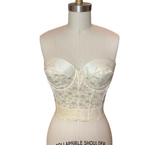 Cream Lace Bustier Corset Bra Top by Dominique Intimates Size 32D EUC